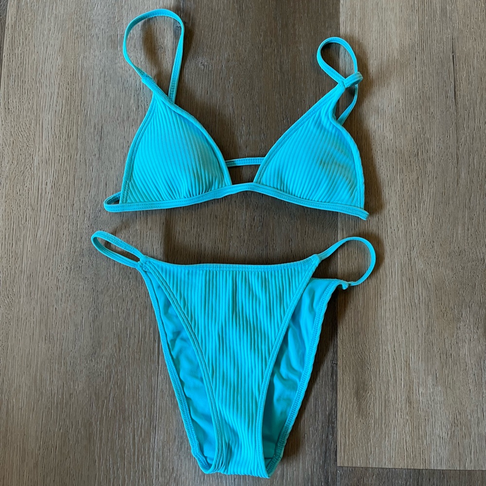 L.A Hearts by PacSun Gorgeous Aqua Ribbed Bikini